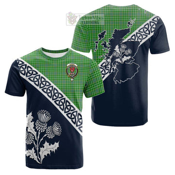 Currie Tartan Cotton T-shirt Featuring Thistle and Scotland Map Kid's Shirt - Tartan Vibes Clothing