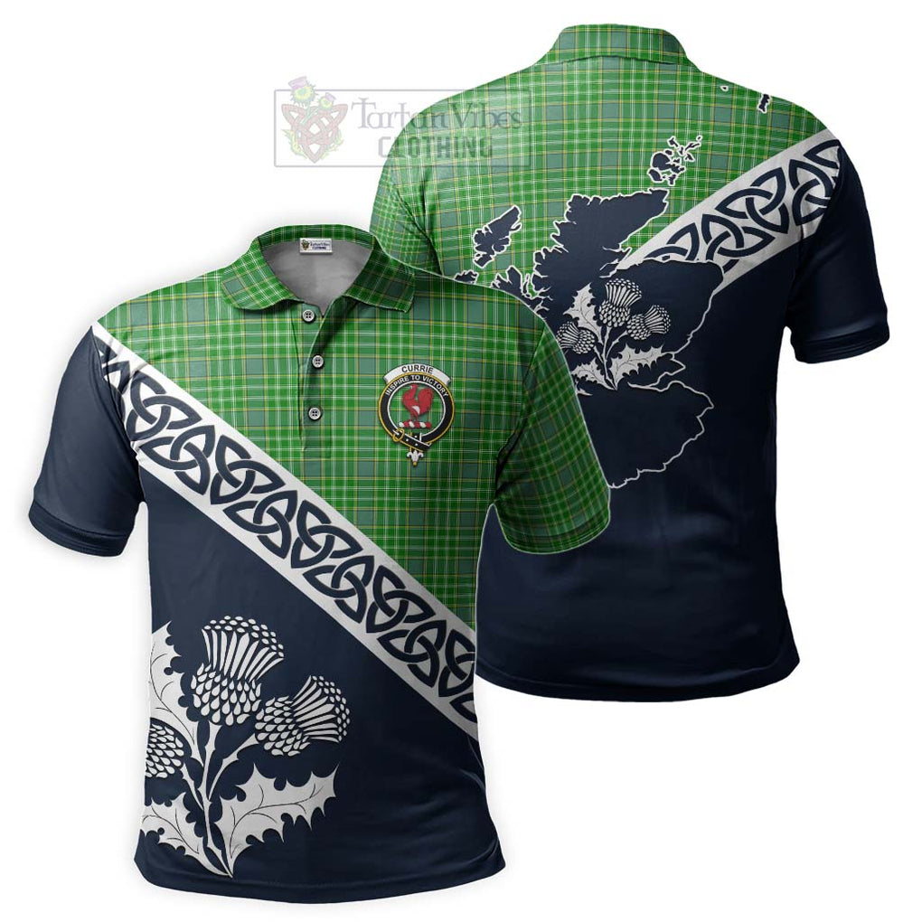 Currie Tartan Polo Shirt Featuring Thistle and Scotland Map Kid - Tartanvibesclothing Store