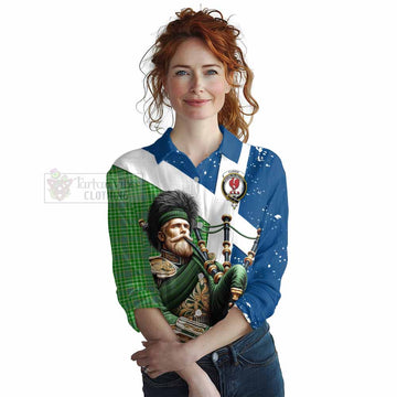 Currie Tartan Women's Casual Shirt with Family Crest Scottish Bagpiper Vibes Female - Tartan Vibes Clothing