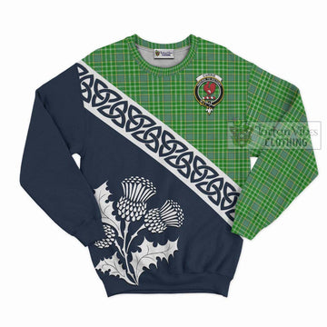 Currie Tartan Sweatshirt Featuring Thistle and Scotland Map Unisex - Tartan Vibes Clothing
