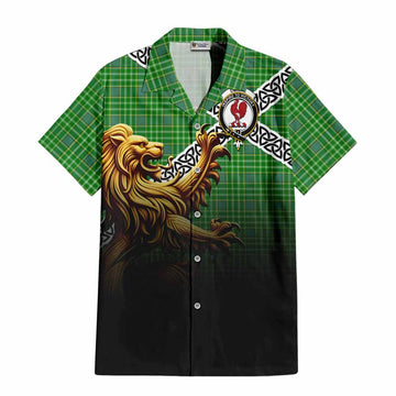 Currie Crest Tartan Hawaiian Shirt with Golden Lion Emblem Celtic Style Kid - Tartan Vibes Clothing