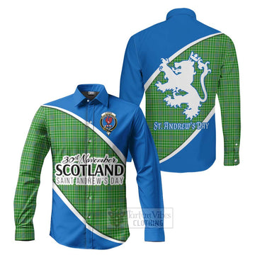 Currie Family Crest Tartan Long Sleeve Button Shirt Celebrate Saint Andrew's Day in Style Men's Shirt S - Tartan Vibes Clothing