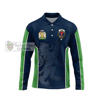 Currie Tartan Long Sleeve Polo Shirt with Family Crest and Lion Rampant Vibes Sport Style Unisex - Tartan Vibes Clothing