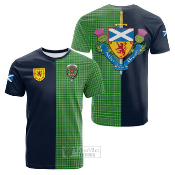Currie Tartan Cotton T-shirt Alba with Scottish Lion Royal Arm Half Style Kid's Shirt - Tartan Vibes Clothing