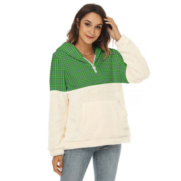 Currie Tartan Half Style Women's Borg Fleece Hoodie with Half Zip Female - Tartan Vibes Clothing