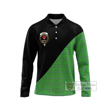 Currie Tartan Long Sleeve Polo Shirt with Family Crest and Military Logo Style Unisex - Tartan Vibes Clothing