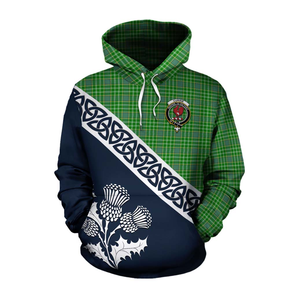 Currie Tartan Cotton Hoodie Featuring Thistle and Scotland Map Pullover Hoodie XS - Tartan Vibes Clothing