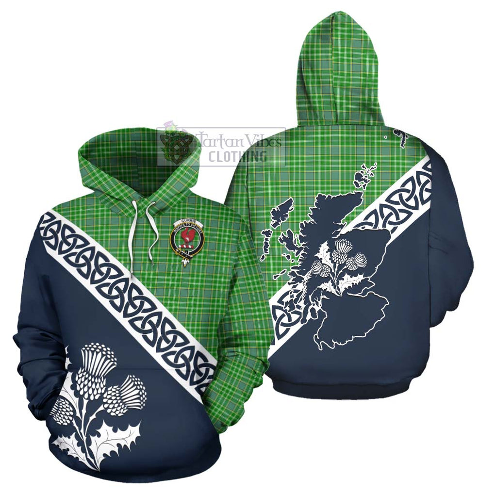 Currie Tartan Hoodie Featuring Thistle and Scotland Map Zip Hoodie - Tartan Vibes Clothing
