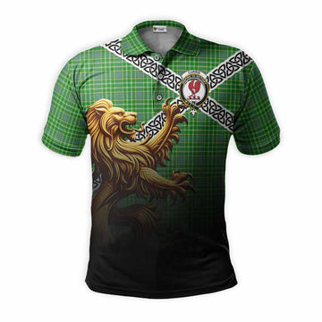 Currie Crest Tartan Polo Shirt with Golden Lion Emblem Celtic Style Kid - Tartan Vibes Clothing