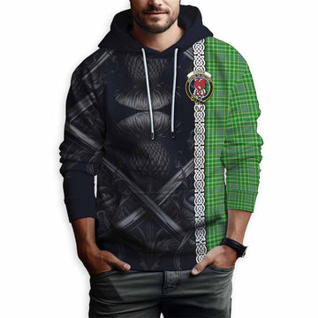 Currie Tartan Hoodie with Family Crest Cross Sword Thistle Celtic Vibes Pullover Hoodie - Tartan Vibes Clothing