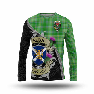 Currie Tartan Family Crest Long Sleeve T-Shirt Lion Rampant Royal Thistle Shield Celtic Inspired Unisex - Tartan Vibes Clothing