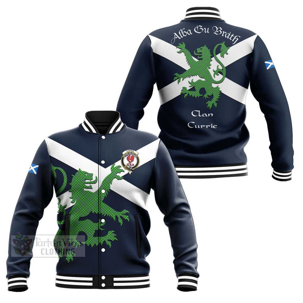 Currie Tartan Lion Rampant Baseball Jacket Proudly Display Your Heritage with Alba Gu Brath and Clan Name Unisex - Tartan Vibes Clothing