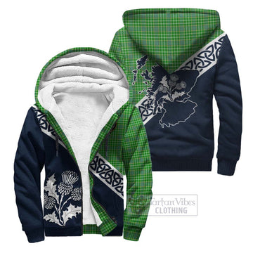 Currie Tartan Sherpa Hoodie Featuring Thistle and Scotland Map Unisex - Tartan Vibes Clothing