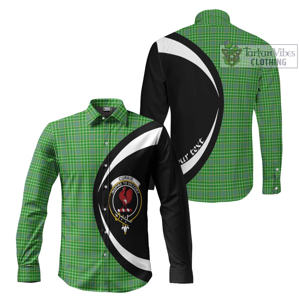 Currie Tartan Long Sleeve Button Up with Family Crest Circle Style Men's Shirt S - Tartan Vibes Clothing