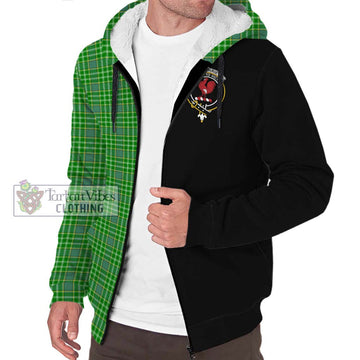 Currie Tartan Sherpa Hoodie with Family Crest and Half Of Me Style Unisex S - Tartan Vibes Clothing
