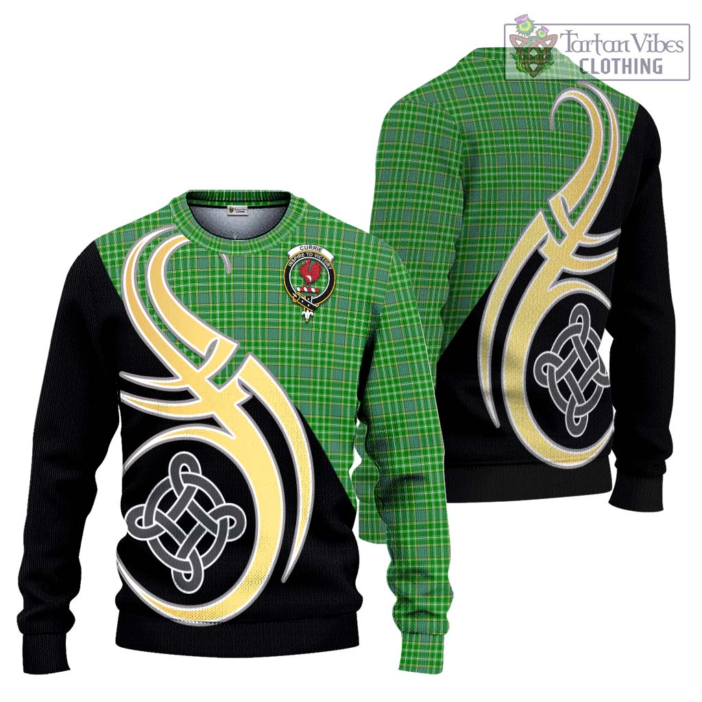 Currie Tartan Ugly Sweater with Family Crest and Celtic Symbol Style Unisex - Tartan Vibes Clothing