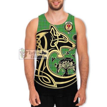 Currie Tartan Men's Tank Top with Family Crest Celtic Wolf Style Men - Tartan Vibes Clothing