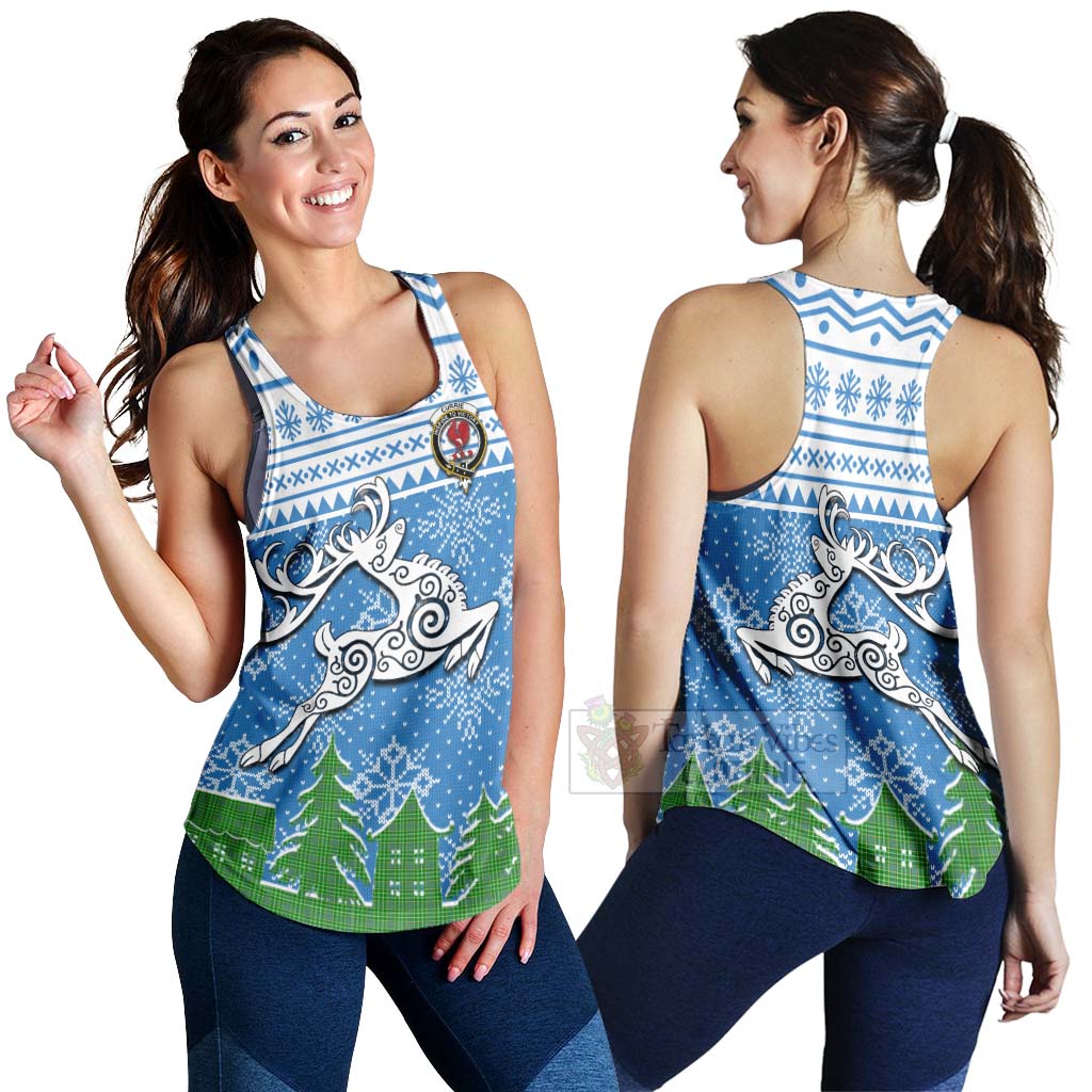 Currie Clan Christmas Women's Racerback Tanks Celtic Reindeer Style 4XL - Tartan Vibes Clothing