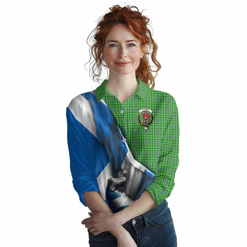 Currie Tartan Women's Casual Shirt with Family Crest Scotland Patriotic Style Female - Tartan Vibes Clothing