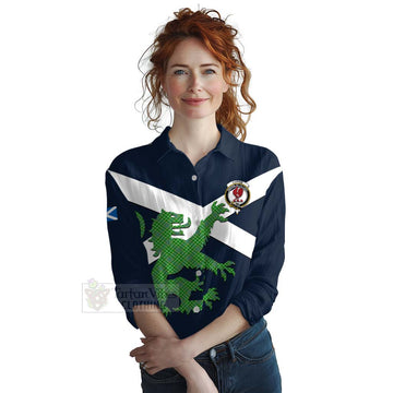 Currie Tartan Lion Rampant Women's Casual Shirt Proudly Display Your Heritage with Alba Gu Brath and Clan Name Female - Tartan Vibes Clothing