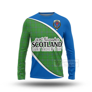Currie Family Crest Tartan Long Sleeve T-Shirt Celebrate Saint Andrew's Day in Style Unisex - Tartan Vibes Clothing