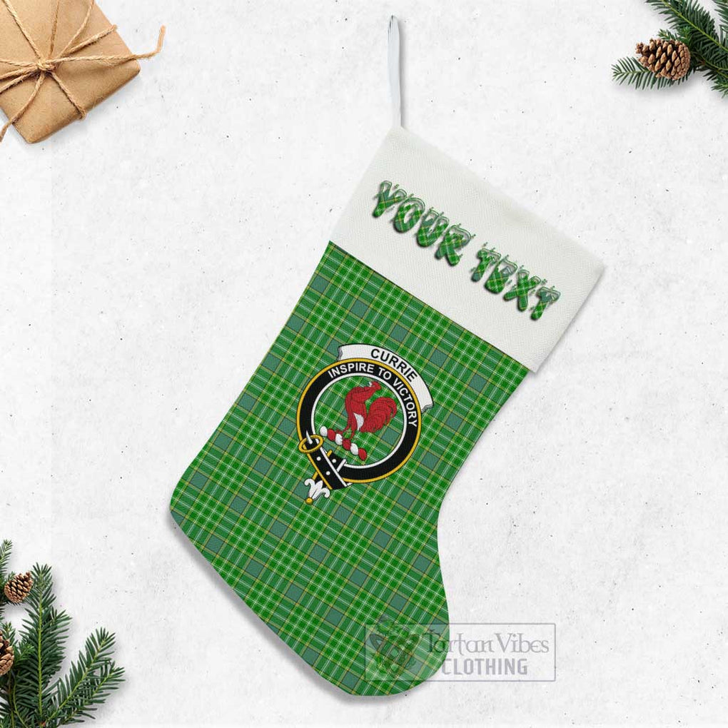 Currie Tartan Family Crest Christmas Stocking with Personalized Text - Tartan Vibes Clothing
