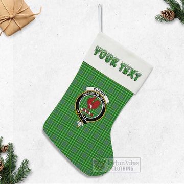 Currie Tartan Family Crest Christmas Stocking with Personalized Text - Tartan Vibes Clothing