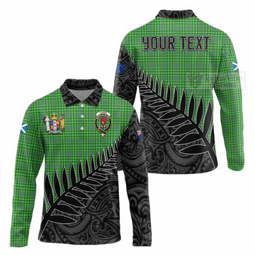 Currie Crest Tartan Long Sleeve Polo Shirt with New Zealand Silver Fern Half Style Unisex - Tartan Vibes Clothing