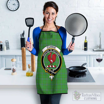 Currie Tartan Apron with Family Crest Black S 38x47 cm - Tartan Vibes Clothing