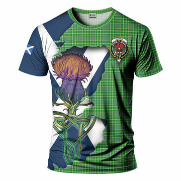 Currie Tartan Family Crest T-Shirt Scottish Thistle Celtic Inspired