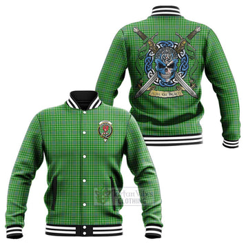 Currie Tartan Baseball Jacket with Family Crest Celtic Skull Style Unisex - Tartan Vibes Clothing