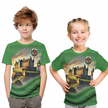 Currie Tartan Family Crest Kid T-Shirt with Scottish Ancient Castle Style Youth XL Size14 - Tartan Vibes Clothing