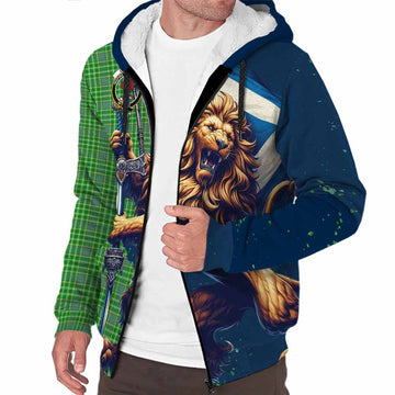 Currie Tartan Family Crest Sherpa Hoodie with Scottish Majestic Lion Unisex S - Tartan Vibes Clothing