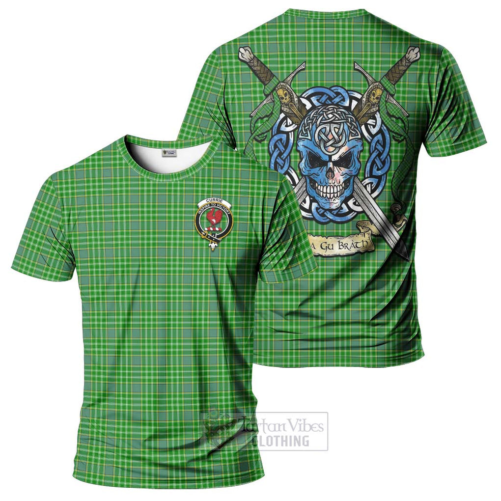 Currie Tartan T-Shirt with Family Crest Celtic Skull Style Kid's Shirt - Tartan Vibes Clothing