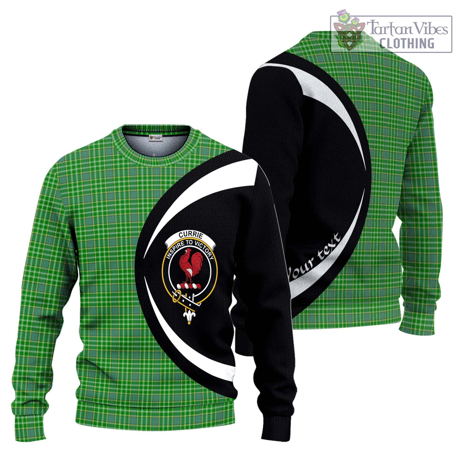 Currie Tartan Ugly Sweater with Family Crest Circle Style Unisex - Tartan Vibes Clothing