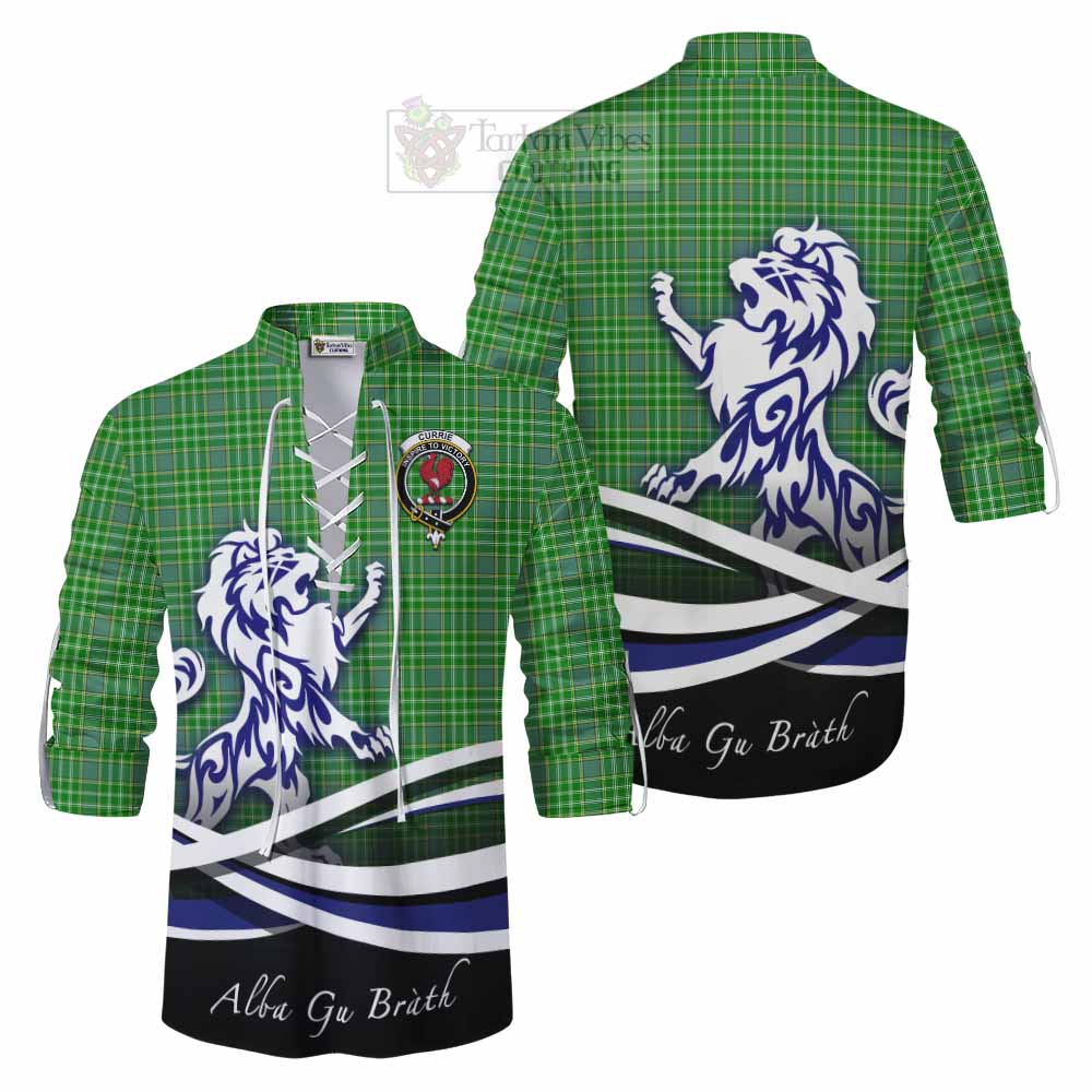 Currie Tartan Ghillie Kilt Shirt with Alba Gu Brath Regal Lion Emblem Men - Tartan Vibes Clothing
