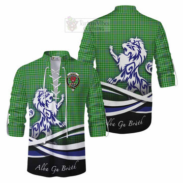 Currie Tartan Ghillie Kilt Shirt with Alba Gu Brath Regal Lion Emblem Men - Tartan Vibes Clothing