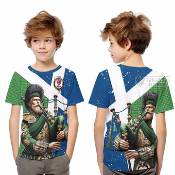 Currie Tartan Kid T-Shirt with Family Crest Scottish Bagpiper Vibes Youth XL Size14 - Tartan Vibes Clothing