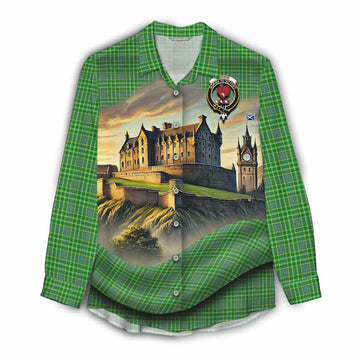 Currie Tartan Family Crest Women's Casual Shirt with Scottish Ancient Castle Style Female - Tartan Vibes Clothing