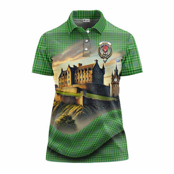Currie Tartan Family Crest Women's Polo Shirt with Scottish Ancient Castle Style Women - Tartan Vibes Clothing