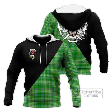 Currie Tartan Knitted Hoodie with Family Crest and Military Logo Style Unisex Knitted Pullover Hoodie - Tartan Vibes Clothing