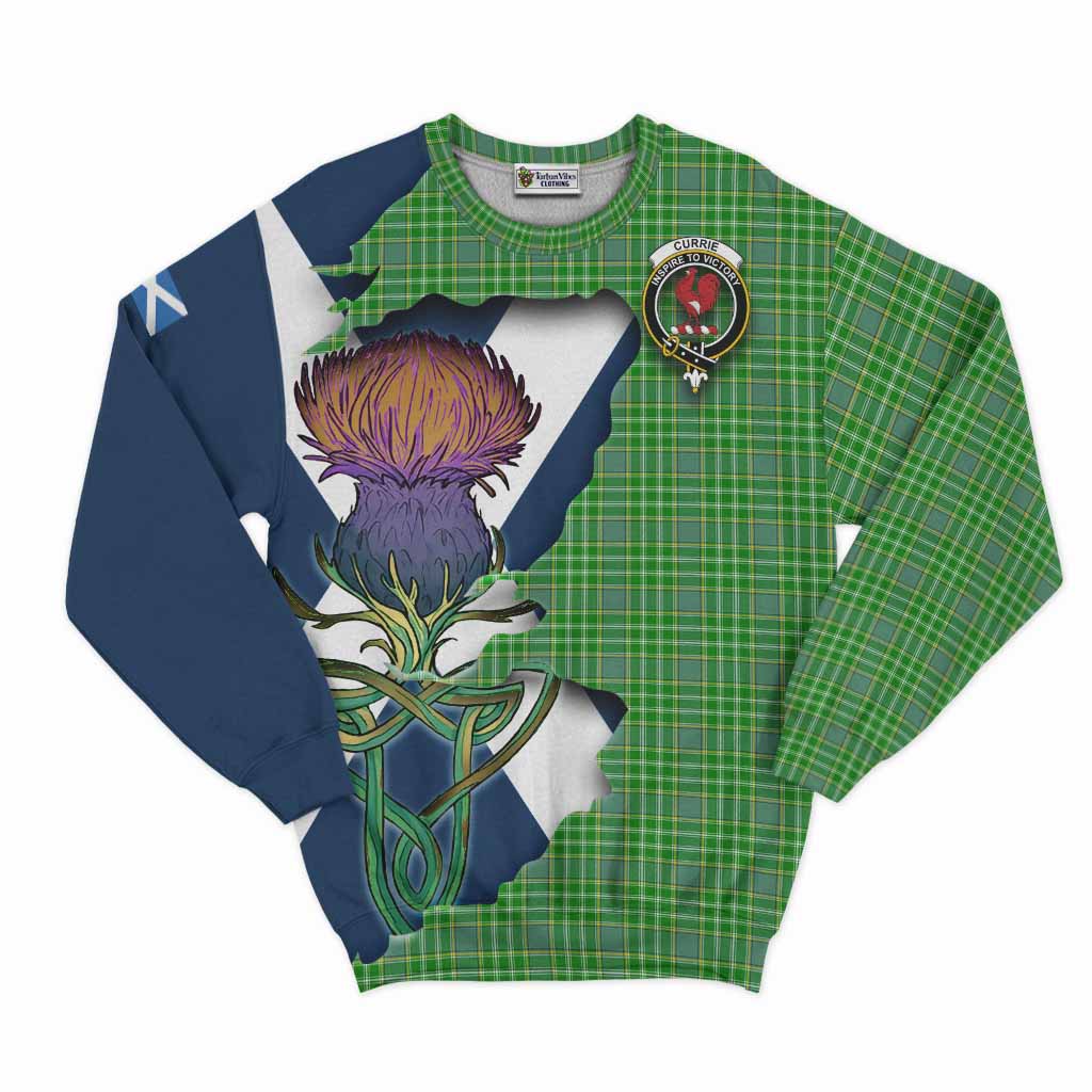 Currie Tartan Family Crest Sweatshirt Scottish Thistle Celtic Inspired Unisex - Tartan Vibes Clothing