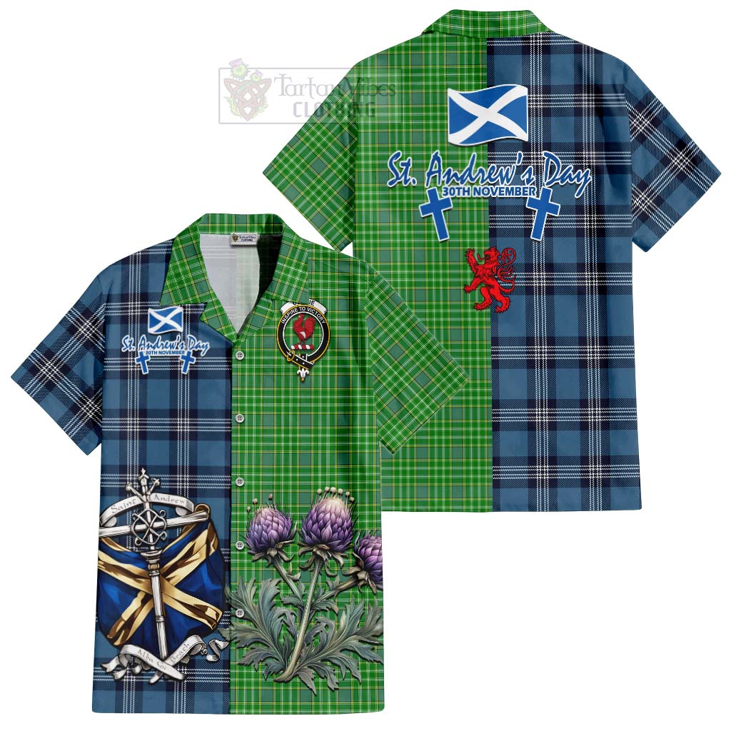 Currie Tartan Hawaiian Shirt Happy St. Andrew's Day Half Tartan Style Kid - Tartan Vibes Clothing