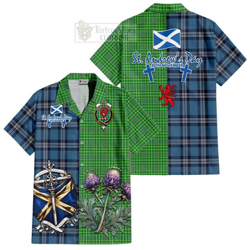 Currie Tartan Hawaiian Shirt Happy St. Andrew's Day Half Tartan Style Kid - Tartan Vibes Clothing