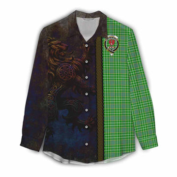 Tartan Vibes Clothing Currie Tartan Family Crest Women's Casual Shirt Alba Gu Brath Be Brave Lion Ancient Style