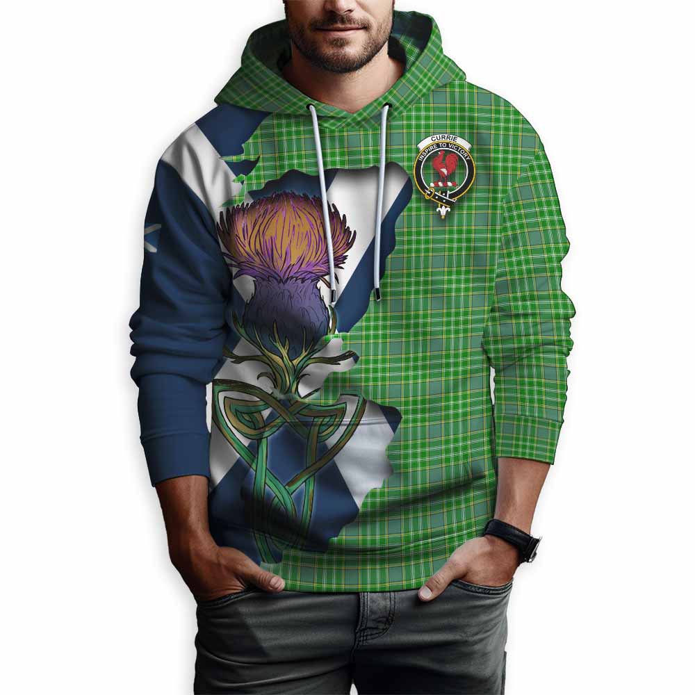 Currie Tartan Family Crest Hoodie Scottish Thistle Celtic Inspired Pullover Hoodie - Tartan Vibes Clothing