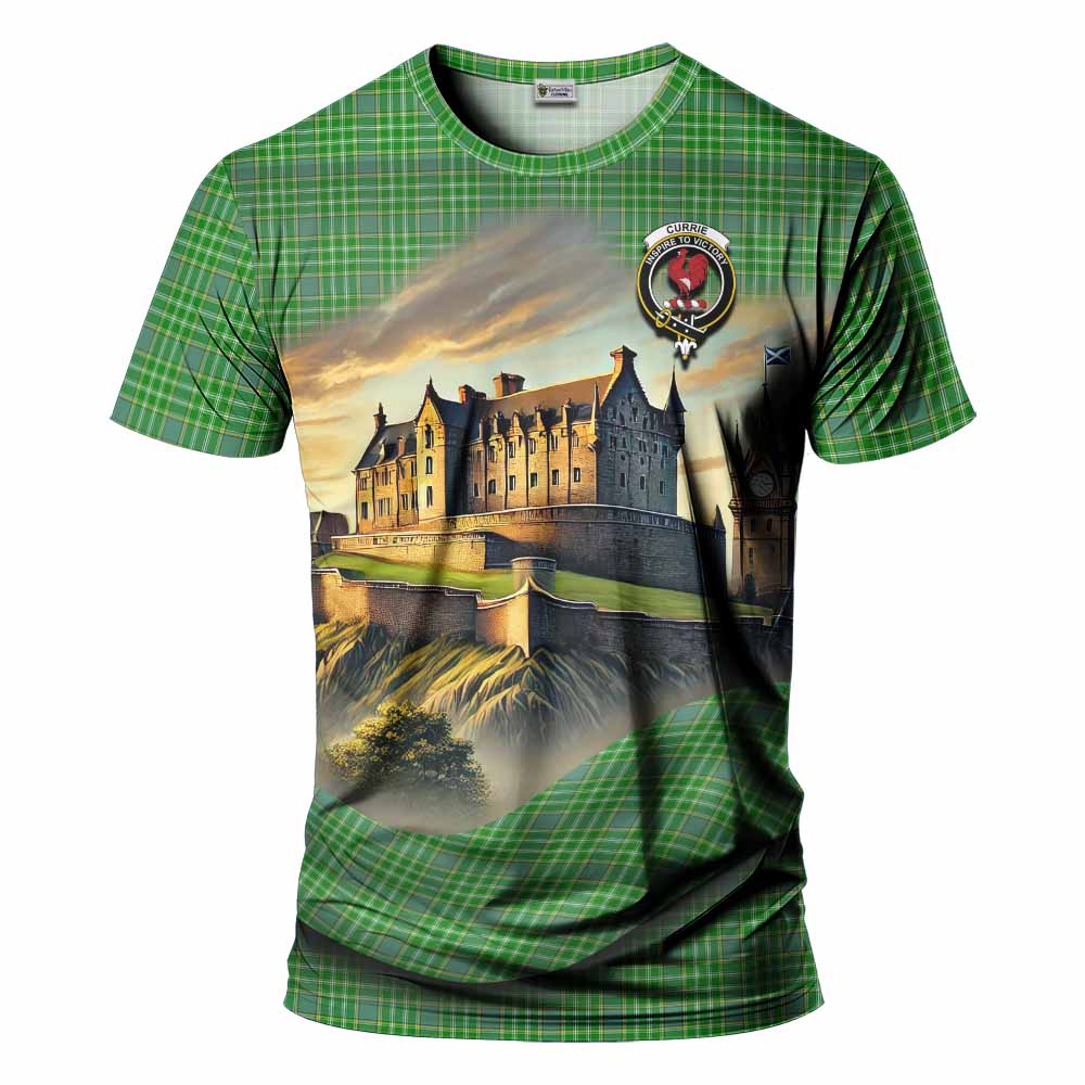Currie Tartan Family Crest T-Shirt with Scottish Ancient Castle Style Kid's Shirt - Tartan Vibes Clothing