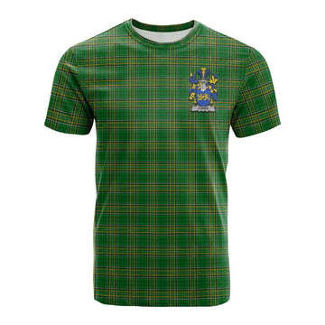 Currie Irish Clan Tartan Cotton T-shirt with Coat of Arms