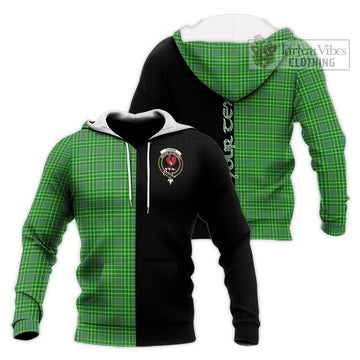 Currie Tartan Knitted Hoodie with Family Crest and Half Of Me Style Unisex Knitted Pullover Hoodie - Tartan Vibes Clothing