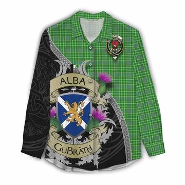 Currie Tartan Family Crest Women's Casual Shirt Lion Rampant Royal Thistle Shield Celtic Inspired Female - Tartan Vibes Clothing